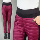 Winter Embroidery Down Cotton Slim Pencil Pants