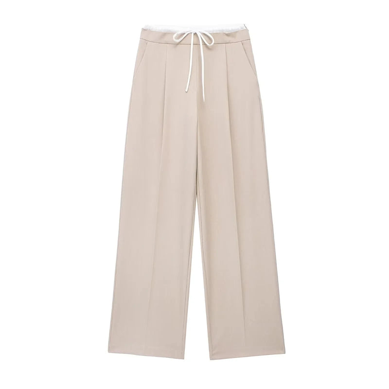 Retro Double-Waisted Loose Wide-Leg Pants