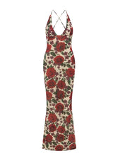 Spaghetti Strap Backless Print Dress