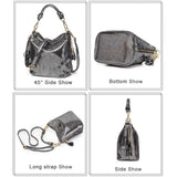 Shiny Bucket Shoulder Bag - Fashion Metallic Gold Silver Handbag