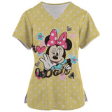 Disney Mickey or Stitch Print Medical Scrub Tops