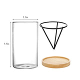 Glass Avocado Seed Vase with Triangle Bracket and Bamboo Base