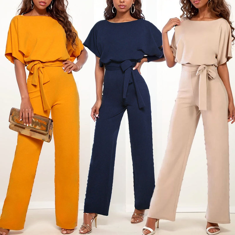 Straight Leg Jumpsuit With Belt Romper