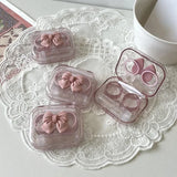 Contact Lens Cases: Pink Transparent Love Bow Contact Lens Case