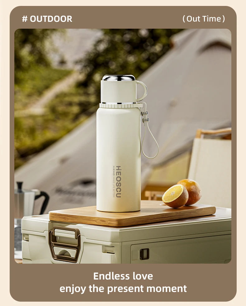 Stainless Steel Thermal Bottle with Tea Filter - Temperature Display