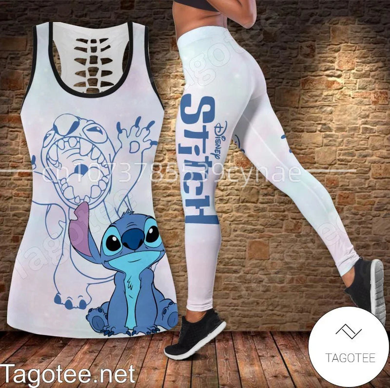 Disney Stitch  Hollow Vest + Leggings Yoga Suit