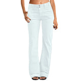 Women's Casual Micro Flared Mid-Waisted Slim Fit Pants