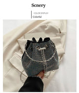 Luxury Shiny Diamond Drawstring Evening Vintage Clutch Purse