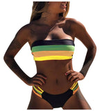 Rainbow Swimsuits - Crop Top Double Lace Up Bikini Set