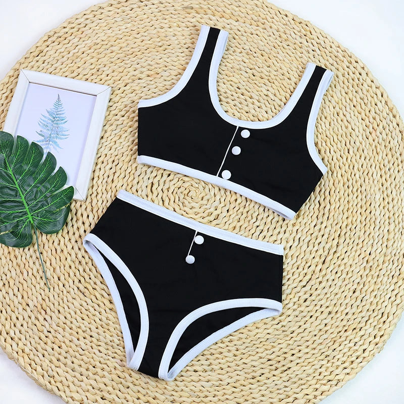 Ribbed Two-piece Bathing Suits - Summer Bikini Set