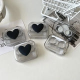 Contact Lens Cases: Pink Transparent Love Bow Contact Lens Case