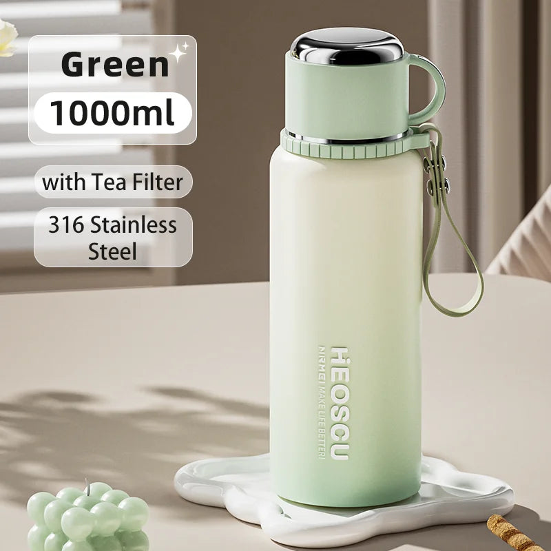 Stainless Steel Thermal Bottle with Tea Filter - Temperature Display