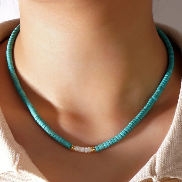 Simple Turquoise Friendship Gold Plated Necklace