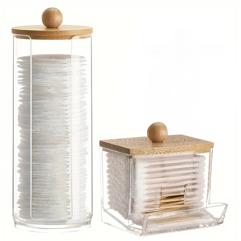 3pcs Cotton Swab Holder Bathroom Dispenser Storage Canister Set