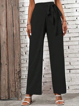 Women's High-Waist Loose Wide Leg Pants with Bow