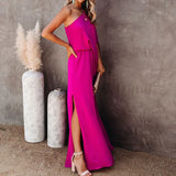 One-Shoulder Side Slit Temperament Long Dress