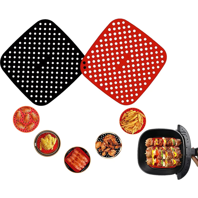 2Pcs Air Fryer Silicone Basket & Mold (Reusable Pan Liner)