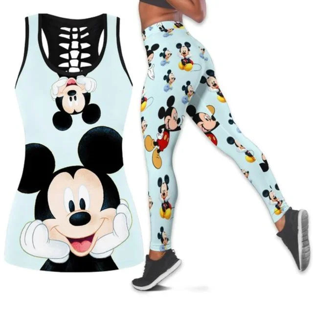 Mickey Mouse Hollow Vest and Leggings Yoga Suit