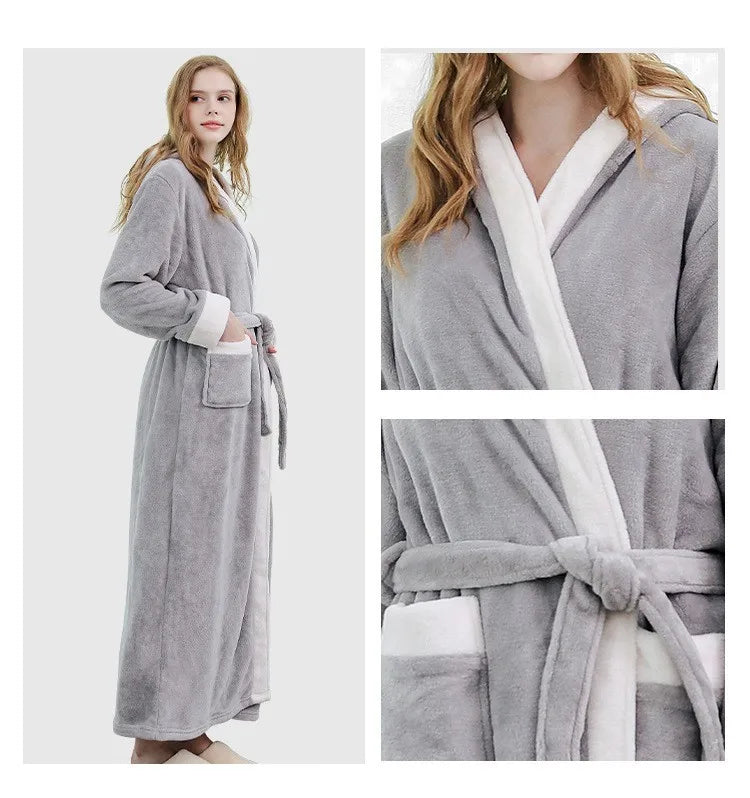 Ladies Flannel Long Thick Nightgown Robe 