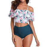 Colorful Print Ruffle Padded Summer Bathing Suit