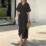 Classic Casual Slim Short Sleeve Shirt Dress