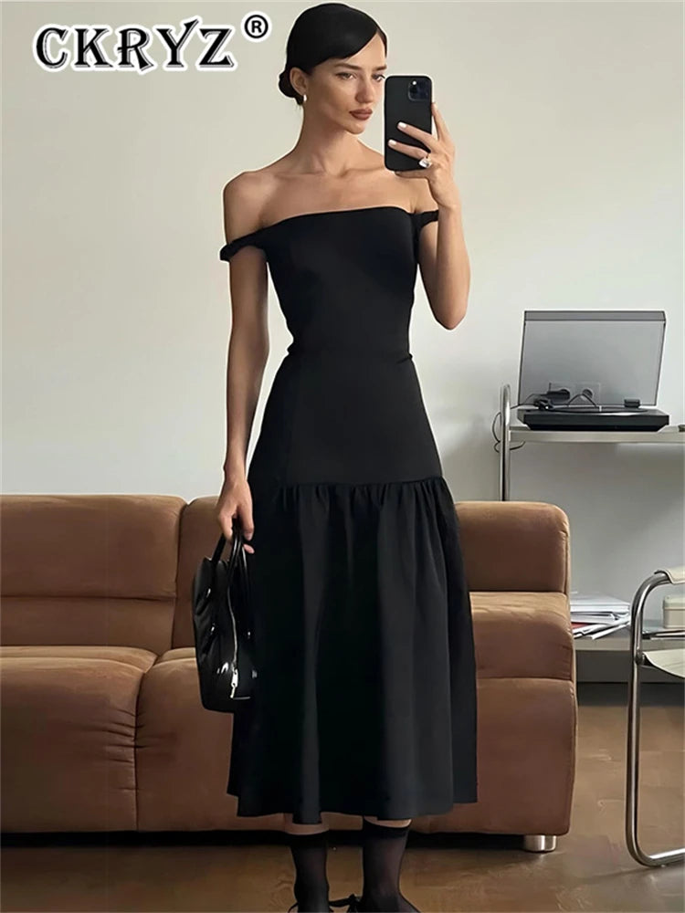 Autumn Off Shoulder Elegant Evening Party Dress