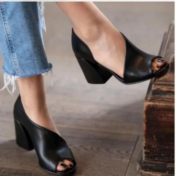 Open Toe Sandals - Casual High Heel Elegant Sandals