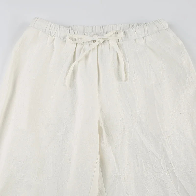 Deeptown Casual Basic White Pants