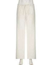 Deeptown Casual Basic White Pants