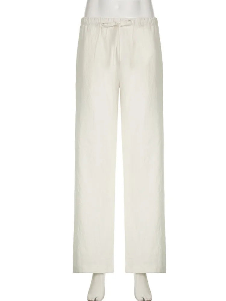 Deeptown Casual Basic White Pants