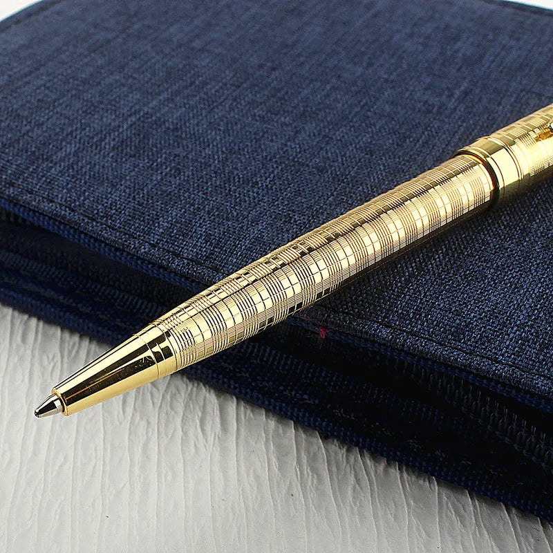 Luxury Metal Ballpoint Pen - Stainless Steel with Golden Trim