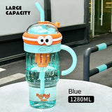 1280ml Large Capacity Outdoor Plastic Ice Kettle Water Bottle with Straw