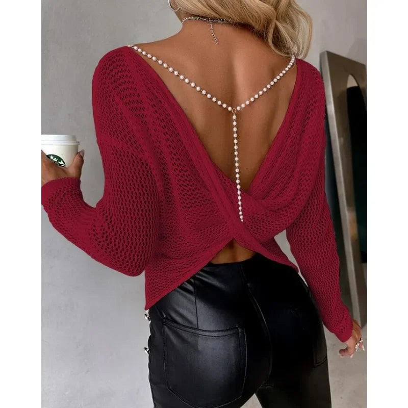 Long Sleeve Loose Twisted Knit Sweater