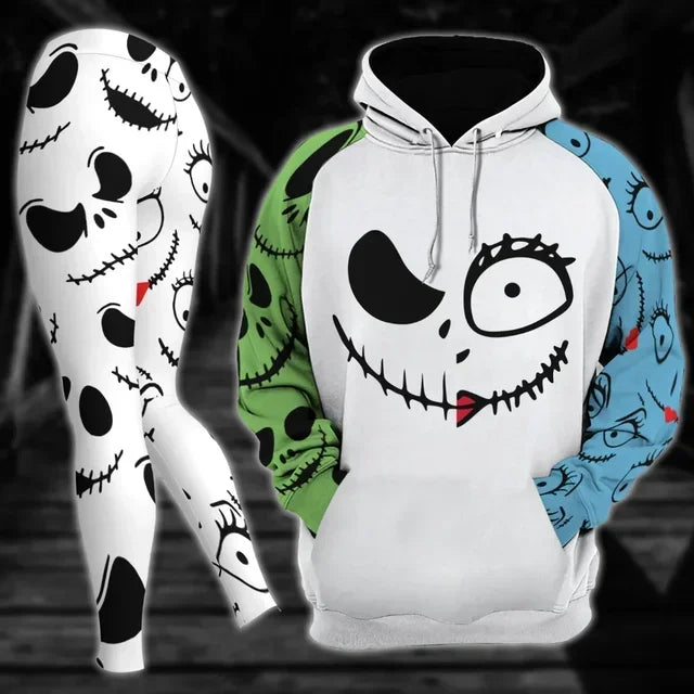 Nightmare Jack Skellington Hoodie and Leggings Yoga Pants Set