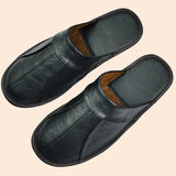 Men's Luxury Handmade Cow Split Leather Home Slippers