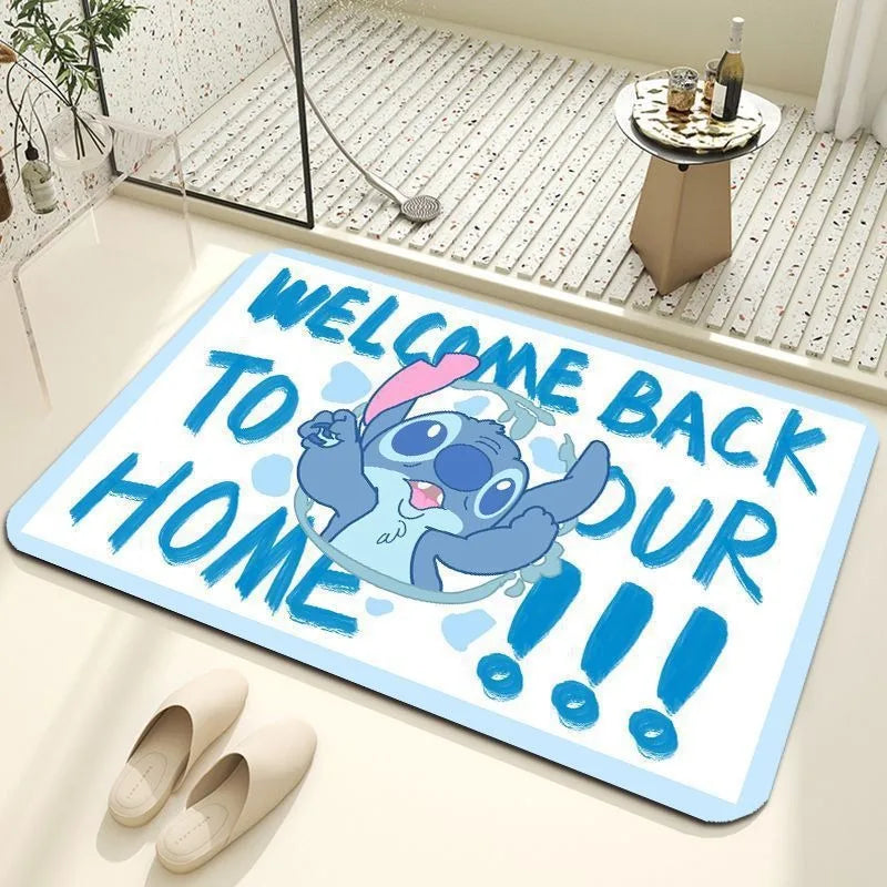 MINISO Disney Stitch Bath Mat Super Absorbent Toilet Bathroom Carpet Non Slip Kitchen Rug Home Indoor Room Decoration Doormats