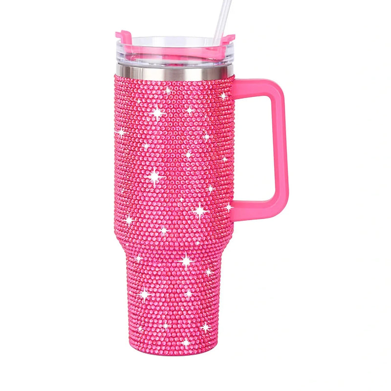 Diamond Thermos Cup with Handle – 40oz