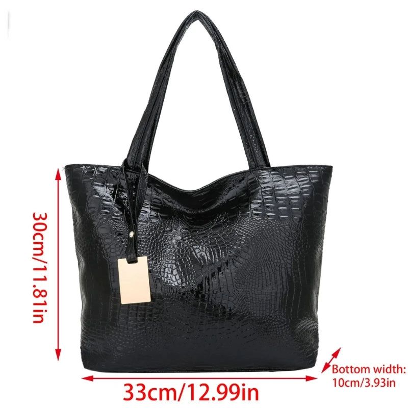 Metallic PU Leather Big Shoulder Bag