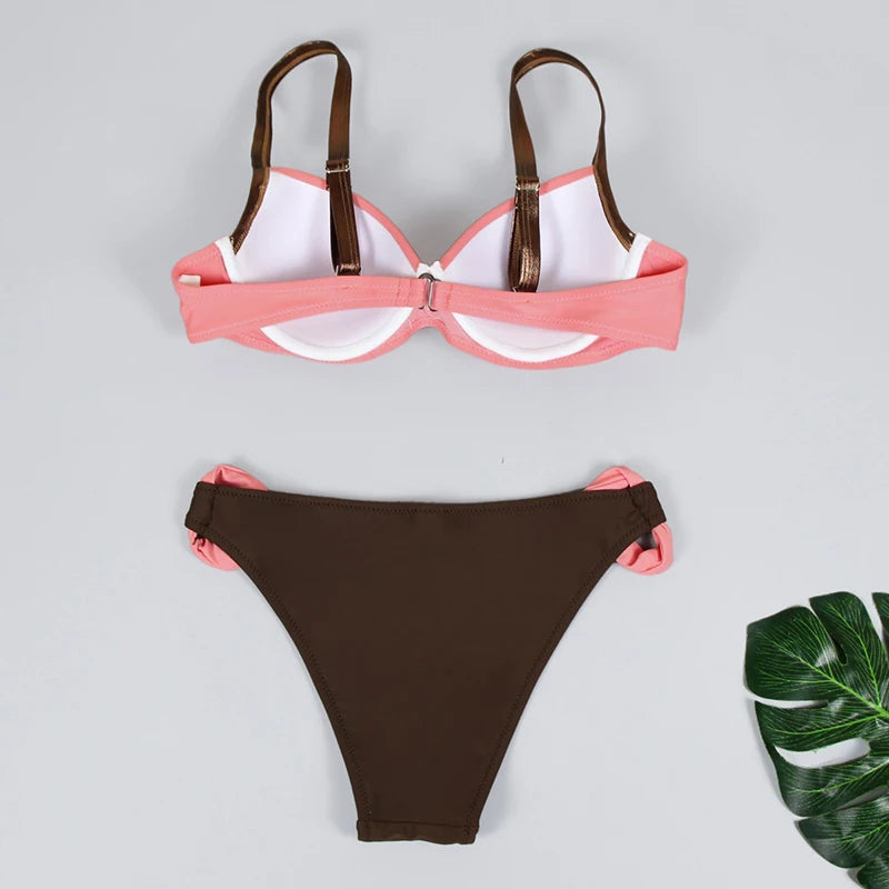 New Push Up Solid Bikini Swimwear - Brazilian Bikini Set