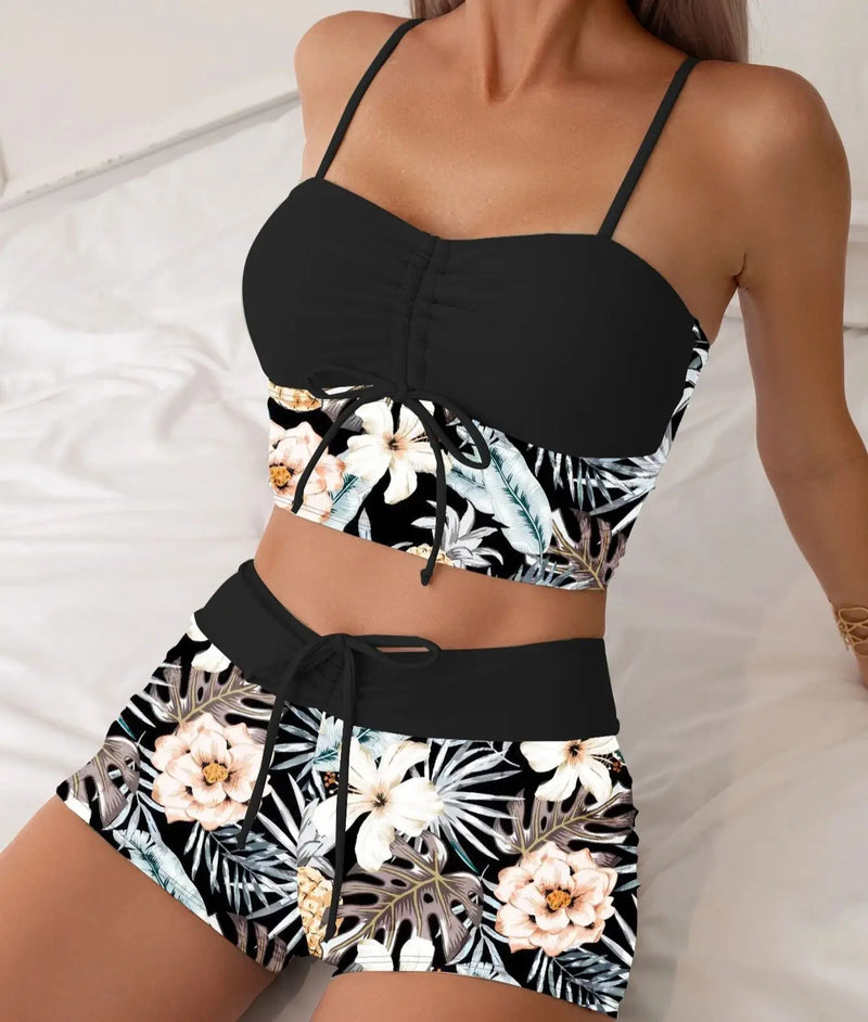 Printed Flower Tankini Set