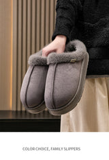 Fluffy Slippers for Men and Women: Winter Anti-Slip Fur Lined House Slippers