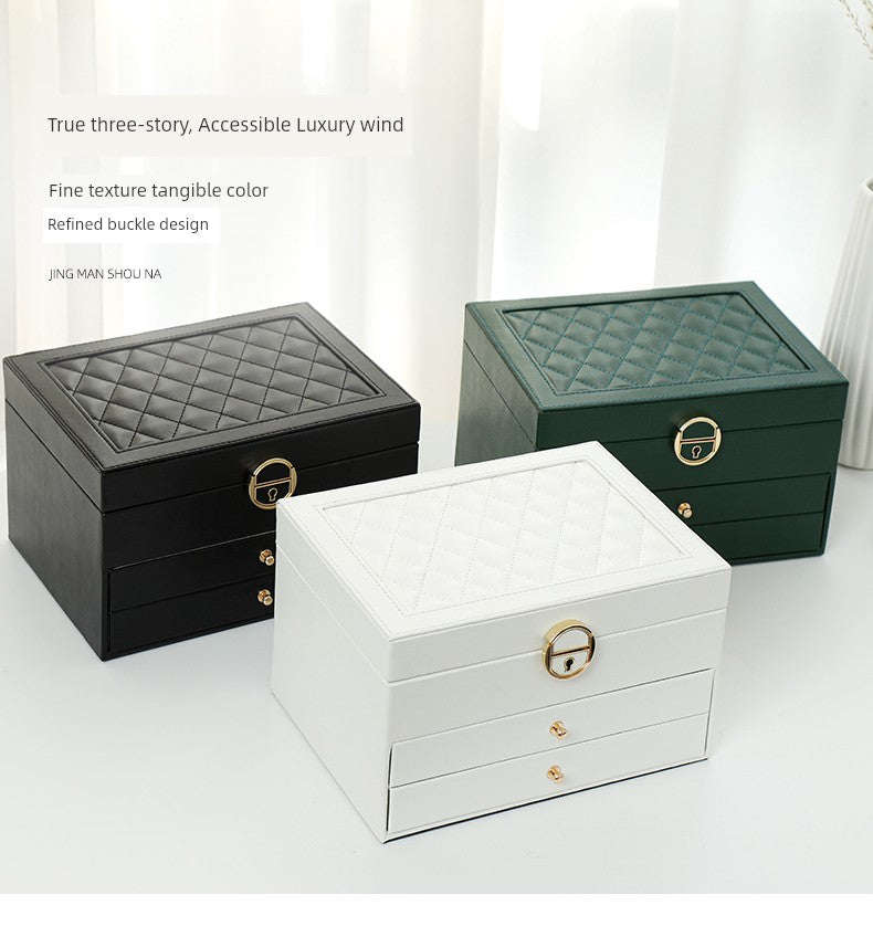 Large Capacity Jewelry Box Double Layer with Lock