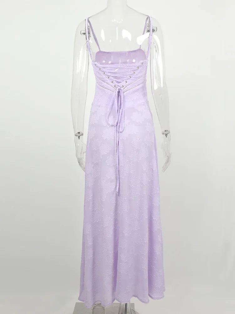 Purple Spaghetti Strap Dress - Elegant Maxi Dress