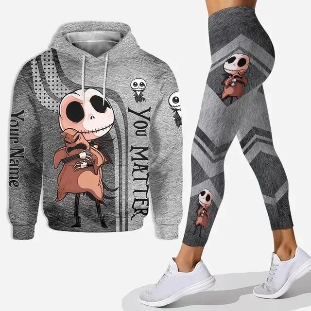 Nightmare Jack Skellington Hoodie and Leggings Yoga Pants Set