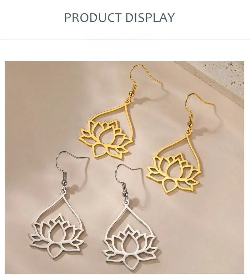 Lotus Flower Drop Earrings