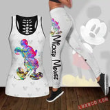 Leopard Mickey Hollow Vest + Leggings Yoga Suit