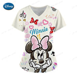 Disney Mickey or Stitch Print Medical Scrub Tops