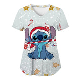 Disney's Stitch V-Neck Scrub Top – Nurse Uniform for Hospital and Surgical Scrubs