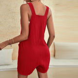 Casual V-Neck Short Sleeve Jumpsuit