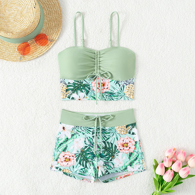 Printed Flower Tankini Set